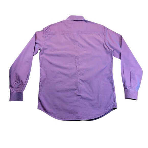 Vtg VERSACE Jeans Couture Iridescent Purple Silk‎ Mens Medusa Metal Studs Medium - Picture 6 of 16